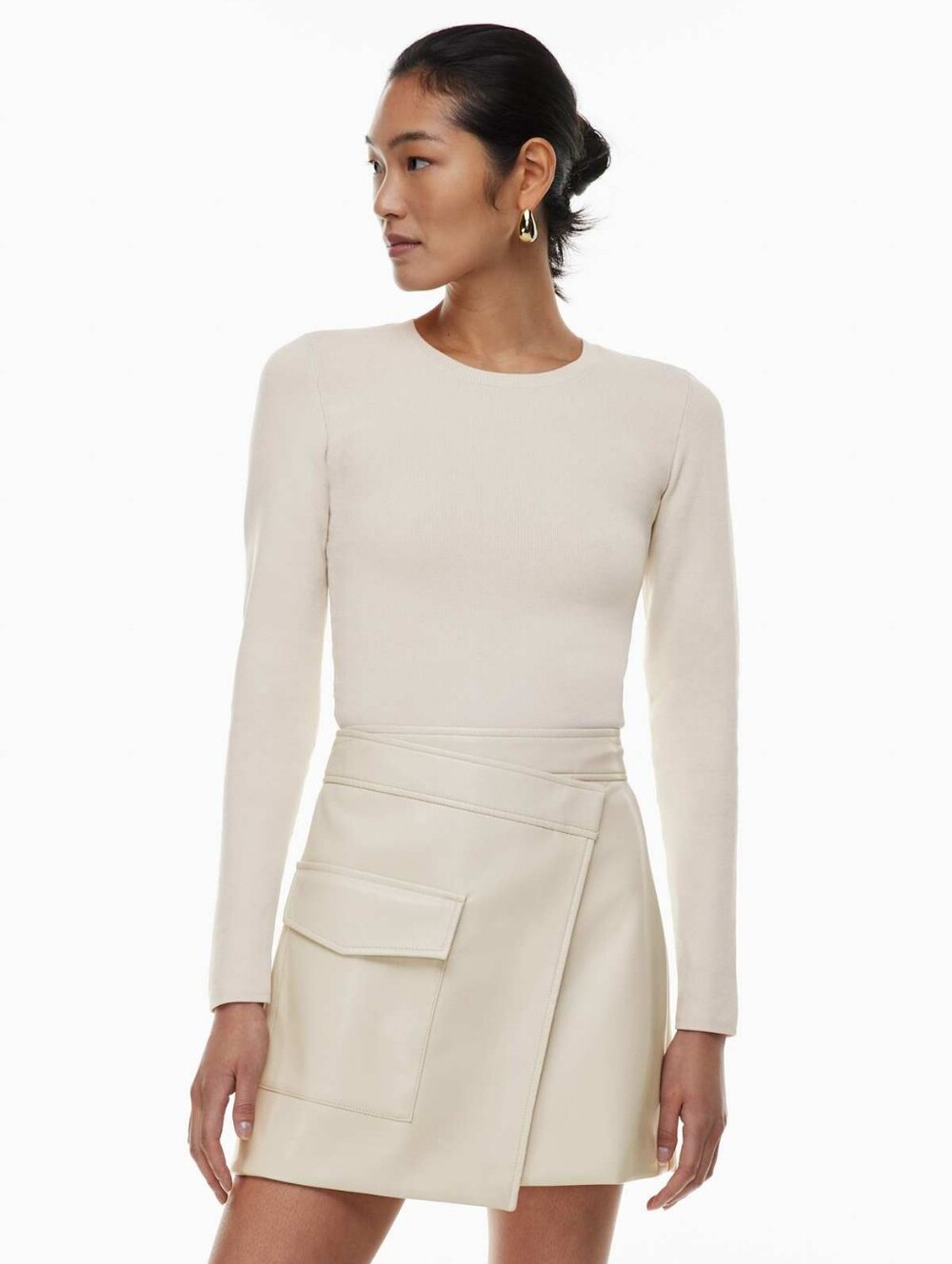 Aritzia Babaton Sculpt Knit Crew Longsleeve In Natte Pearl | M